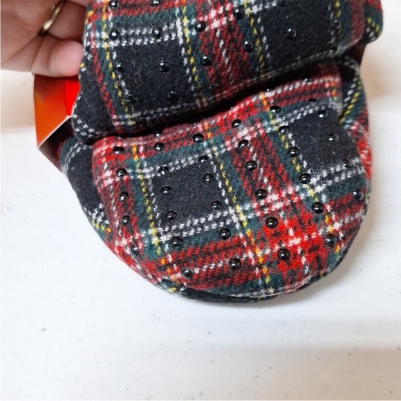 NEW! Adult Tartan Faux Shearling Lined Pull-On Slipper Socks w/Grip Size M/L - Picture 3 of 8